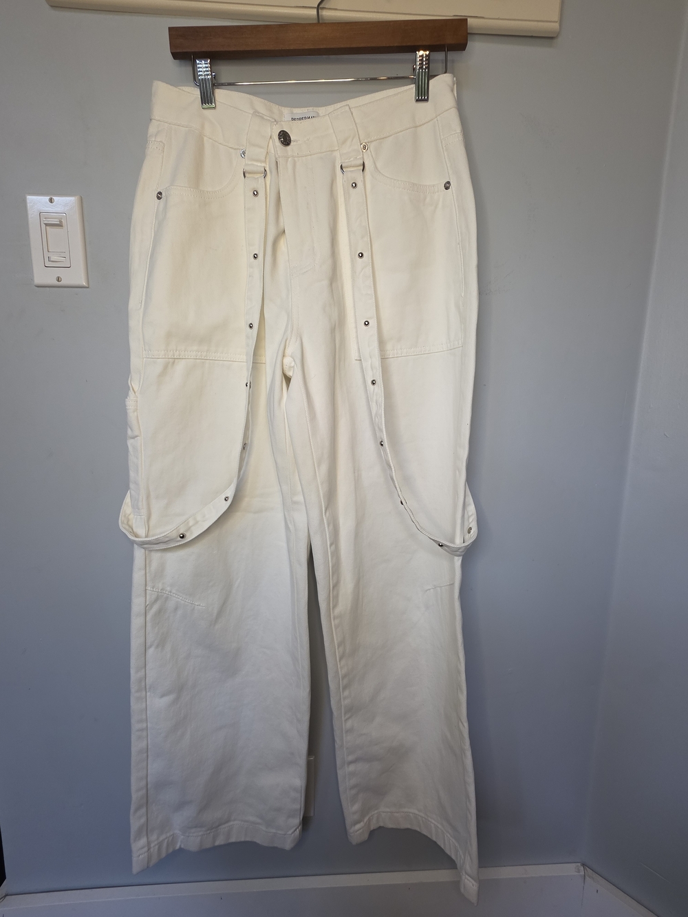 Peppermayo White Wide Leg Carpenter Jeans Utility Denim XS